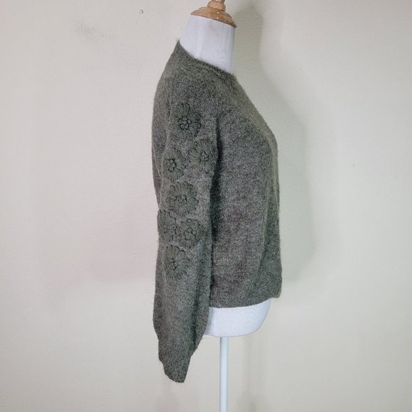 Boundless North Floral 3D Embroidered Dark Green Wool Blend Sweater Size Small S - Picture 4 of 5